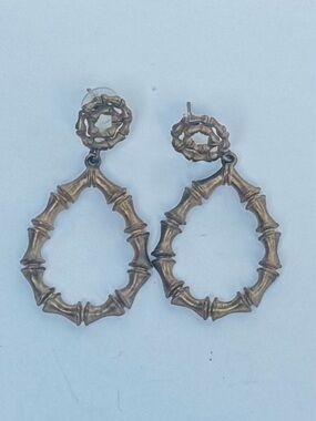 Lisi Lerch Gold Bamboo-Style Teardrop Drop Earrings - Women's Fashion Jewelry